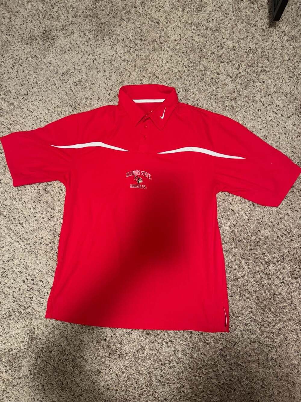 VINTAGE Nike Illinois State Redbirds Polo Shirt Size M Red Dry Fit